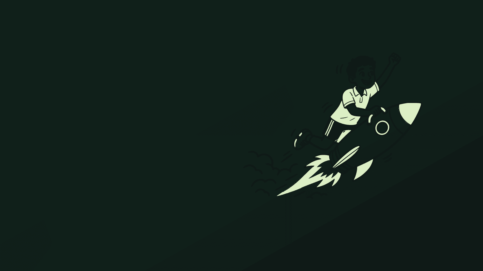 A figure riding a rocket — the Sport in Denmark illustration for platform releases.